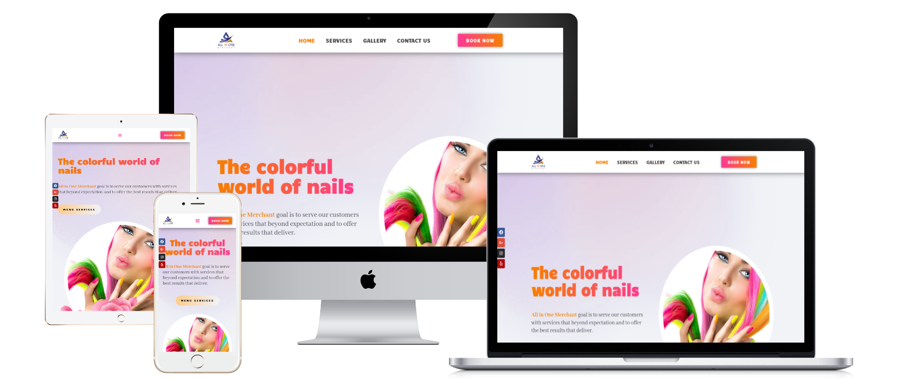 Responsive website mockup for Template A015